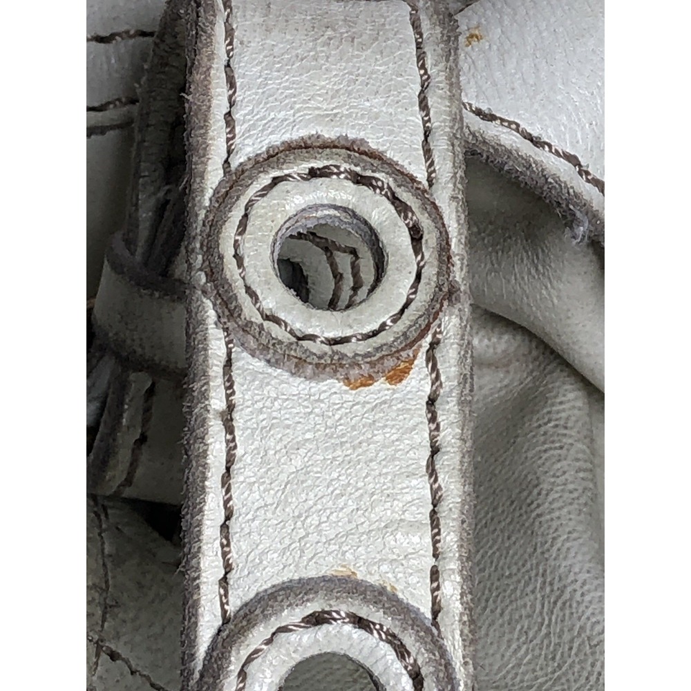 Vtg Y2K Lucky Brand Lamb Leather Crossbody Bag Boho White Distressed/STAINED - Picture 12 of 16